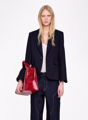Veste tailleur droite à strass ZADIG&VOLTAIRE Bleu